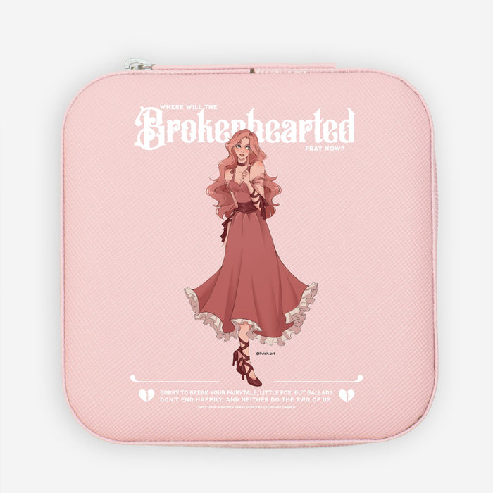 Evangeline Fox Jewelry Travel Case - The Bean Workshop - Character Illustration, Coquette Aesthetic, Evangeline Fox travel accessory, Jewelry Case, Little Fox, ouabh, Pink jewelry case for book lovers, Romantic Fantasy, stephanie garber, Stephanie Garber merch, Stephanie Garber Once Upon a Broken Heart, Travel Organizer, Travel storage, Trinket Box, Where will the brokenhearted pray merch