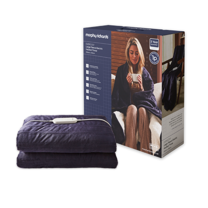 Morphy Richards Electric Heated Throw with a branded box on a white background