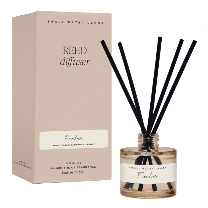Farmhouse Tinted Glass Jar Reed Diffuser - Sweet Water Decor - Reed Diffusers
