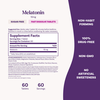 Fast Dissolve Melatonin Tablets, 10mg (Mint Flavor)