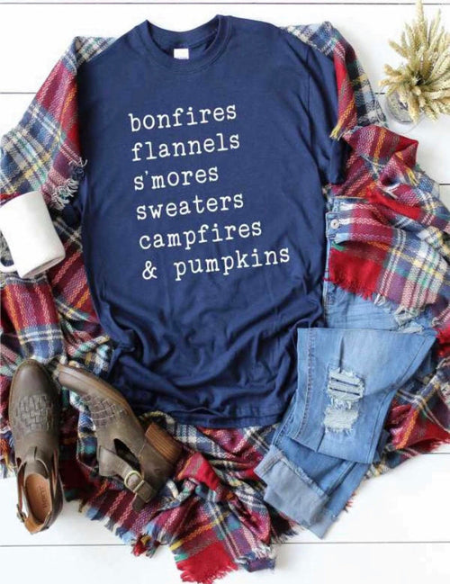 Favorite Fall Things Blue T-Shirt