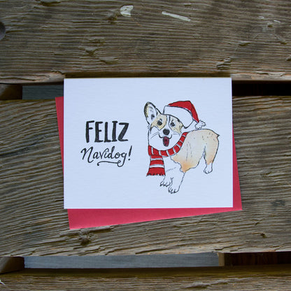 Feliz Navidog Card, letterpress printed eco friendly