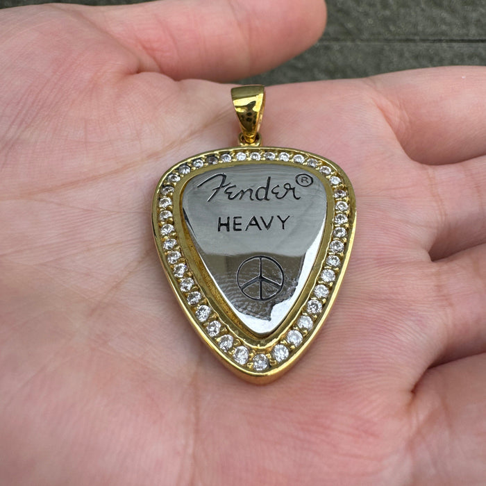 Diamond Guitar Pick Sterling Silver Pendant [2]