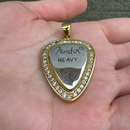 Diamond Guitar Pick Sterling Silver Pendant [2]