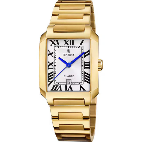 Festina On The Square Lady Date Goldig / Weiss Damenuhr | F20680/1