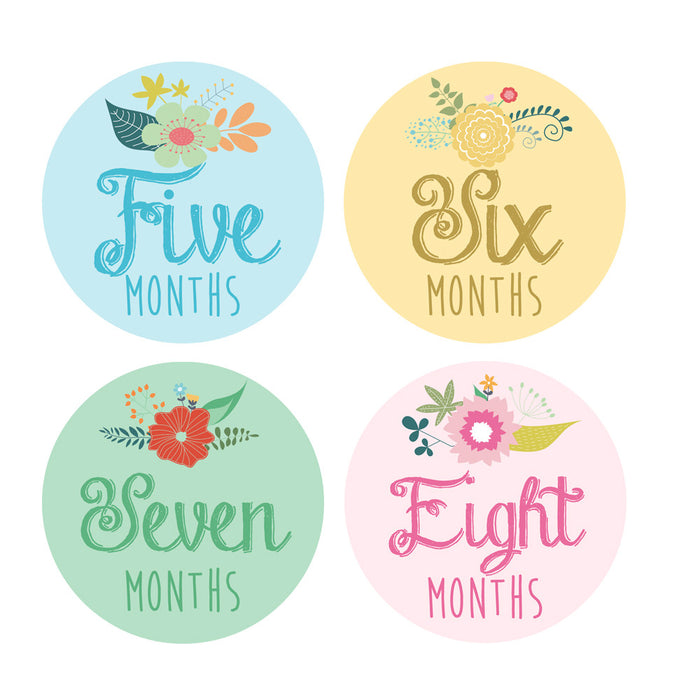 Floral Monthly Baby Stickers onesie sticker - INKtropolis