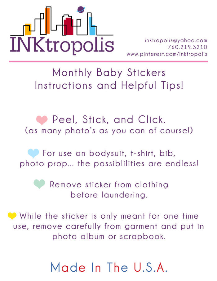 Floral Monthly Baby Stickers onesie sticker - INKtropolis