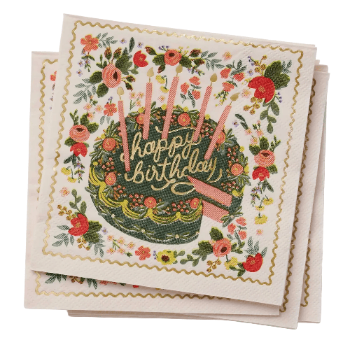 Rifle Paper Co Christmas Floral Cake Cocktail Napkin