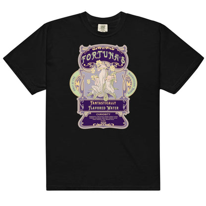 Fortuna's Fantastically Flavored Water T-Shirt - The Bean Workshop - Botanical illustration, evangeline fox, Fortuna's shop t-shirt, Jacks and Evangeline, jacks prince of hearts, Magnificent North souvenir, once upon a broken heart, ouabh, Purple Aesthetic, stephanie garber, t-shirt, Vintage Label, whimsical fantasy book tee