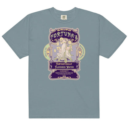 Fortuna's Fantastically Flavored Water T-Shirt - The Bean Workshop - Botanical illustration, evangeline fox, Fortuna's shop t-shirt, Jacks and Evangeline, jacks prince of hearts, Magnificent North souvenir, once upon a broken heart, ouabh, Purple Aesthetic, stephanie garber, t-shirt, Vintage Label, whimsical fantasy book tee
