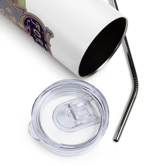 Fortuna's Fantastically Flavored Water Tumbler - The Bean Workshop - Commuting, evangeline fox, fantasy potion tumbler, Jacks and Evangeline, jacks prince of hearts, Magnificent North accessory, once upon a broken heart, ouabh, Purple design, stephanie garber, travel cup for book lovers, tumbler, Whimsical