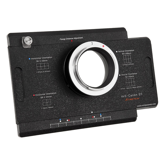 Fotodiox Pro Lens Adapter - Canon EF/EF-S Mount D/SLR Cameras to Large Format 4x5 View Cameras with a Graflok Rear Standard - Shift / Stitch Adapter