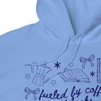 Fueled by Coffee and Books Hoodie - The Bean Workshop - Bookaholic, Bookish Apparel, Bookish Humor, coquette, Funny Book Lover Gift for Valentine's Day, Funny Quote, Gift for Readers, girlie, Graphic Tee, Reading Shirt