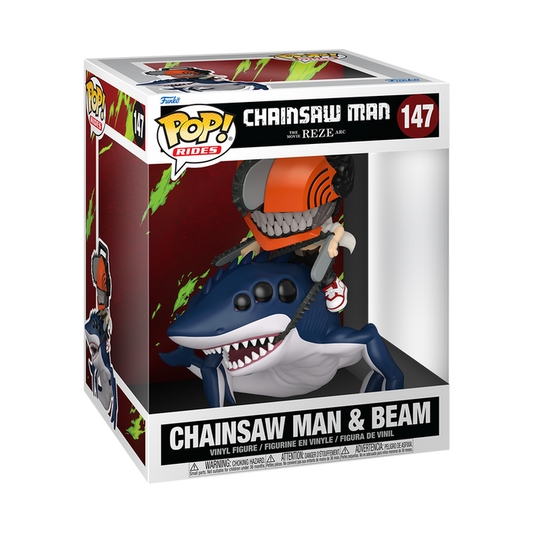 Funko POP! Ride Deluxe Animation: Chainsaw Man - Chainsaw Man & Beam Vinyl Figure