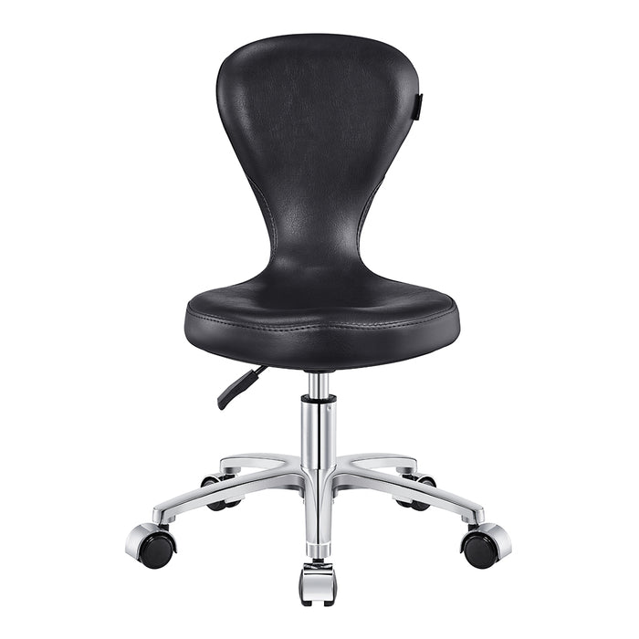 Futuro Pedi Stool Black DIR by DIR, ergonomic with memory foam seat and chrome base, front view.