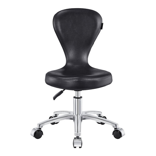 Futuro Pedi Stool Black DIR by DIR, ergonomic with memory foam seat and chrome base, front view.