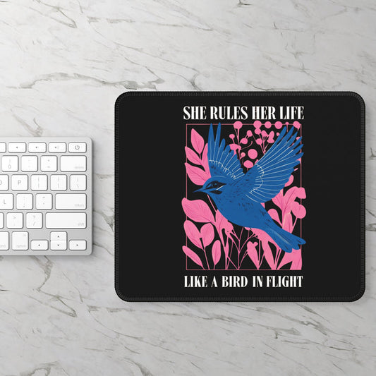 Gaming Mouse Pad — LYRICS She Rules Her Life | Blue Bird in Flight Desk Mat New