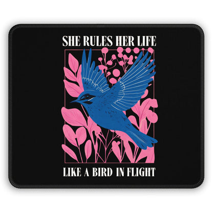 Gaming Mouse Pad — LYRICS She Rules Her Life | Blue Bird in Flight Desk Mat New