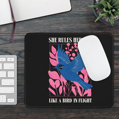 Gaming Mouse Pad — LYRICS She Rules Her Life | Blue Bird in Flight Desk Mat New