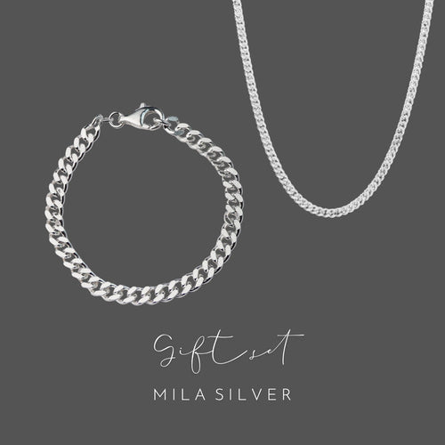 Gåvoset | Herrsmycken armband + halsband Pansarkedja