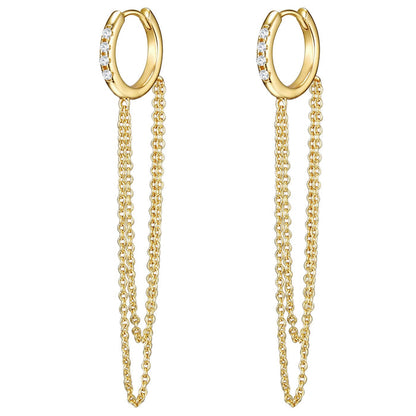 Goldene Creolen mit Kettchen
