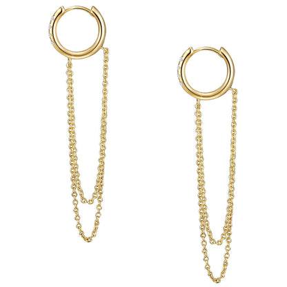 Goldene Creolen mit Kettchen