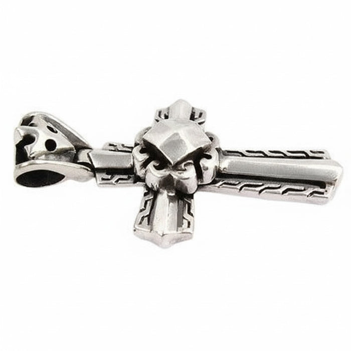 A large medieval cross pendant for men, showcasing its intricate, multi-layered construction.