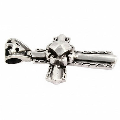 A large medieval cross pendant for men, showcasing its intricate, multi-layered construction.
