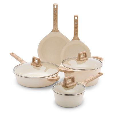 CC008534-001 - Arte GreenLife Arte 8PC Cookware Set, Cream with White Speckle - Product Image 1