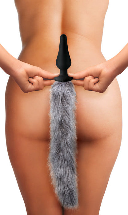 Grey Wolf Tail Anal Plug and Ears Set