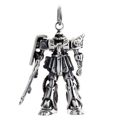 A heavy sterling silver Zaku pendant, a powerful tribute to the Principality of Zeon's most iconic mobile suit.