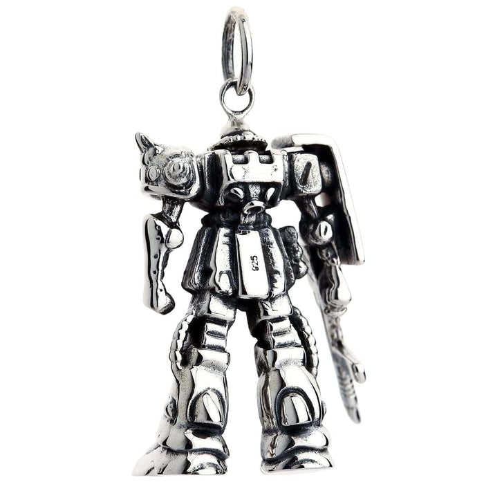 The backside of the Zaku II pendant, clearly displaying the authentic .925 sterling silver hallmark stamp.