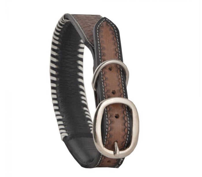 Hand tooled leather dog collar