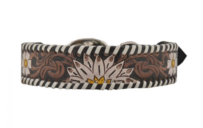 Hand tooled leather dog collar