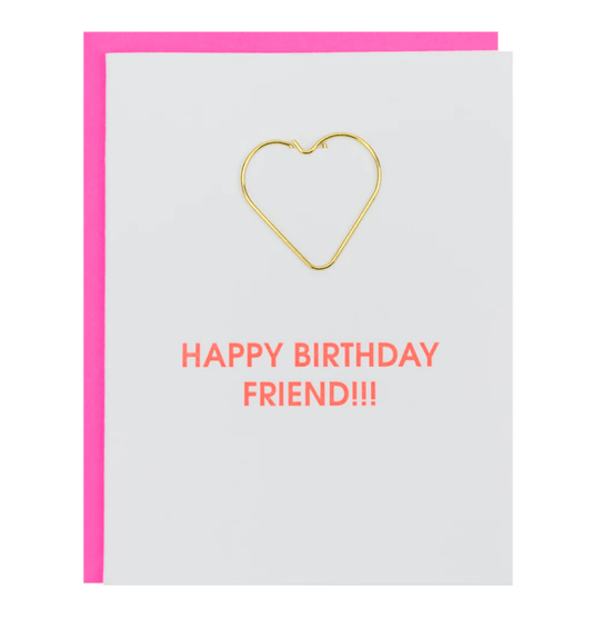 Chez Gagne Greeting Cards HBD Friend - Heart PaperClip Card