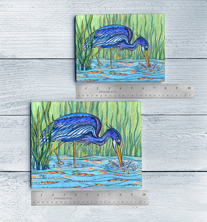 Heron in the Marsh Ceramic Tile