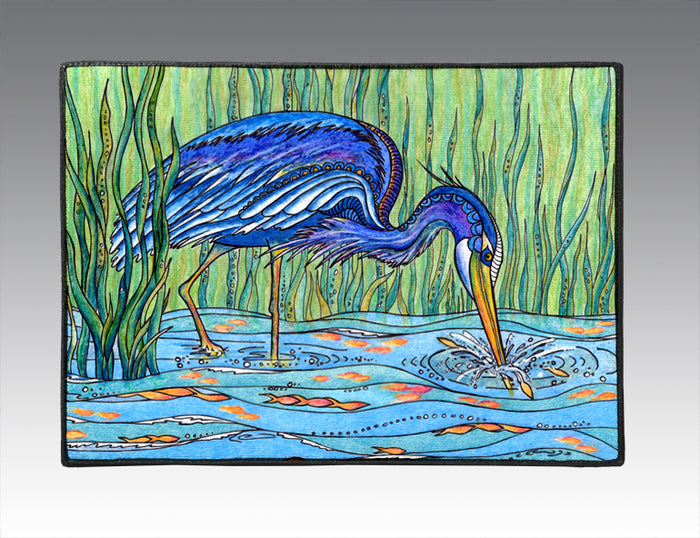 Heron in the Marsh Door Mat
