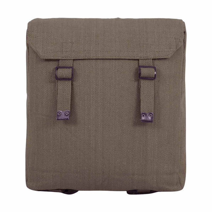 front of highlander olive canvas webbing backpack