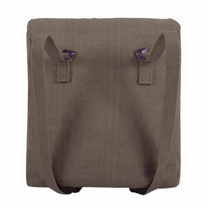 rear of highlander canvas webbing backpack olive