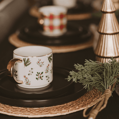 Holiday Greenery 14oz. Gold Handle Coffee Mug - Sweet Water Decor - Coffee Mugs