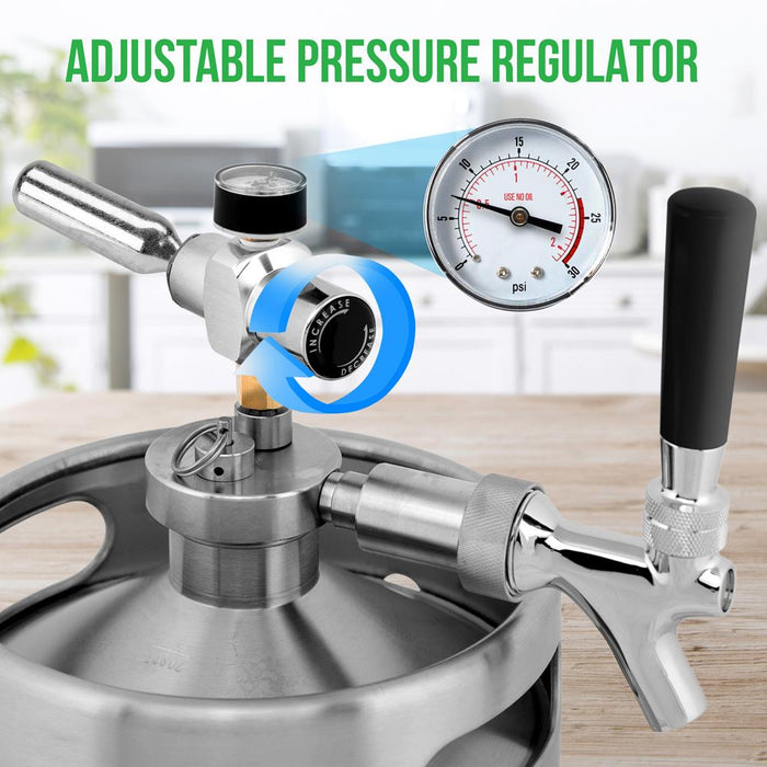 Homebrew  Double Wall Mini Keg Beer Dispenser - 128 Oz. Double Wall Mini Keg With Cap Spear, Metal Tap Co2 Aluminum Regulator System