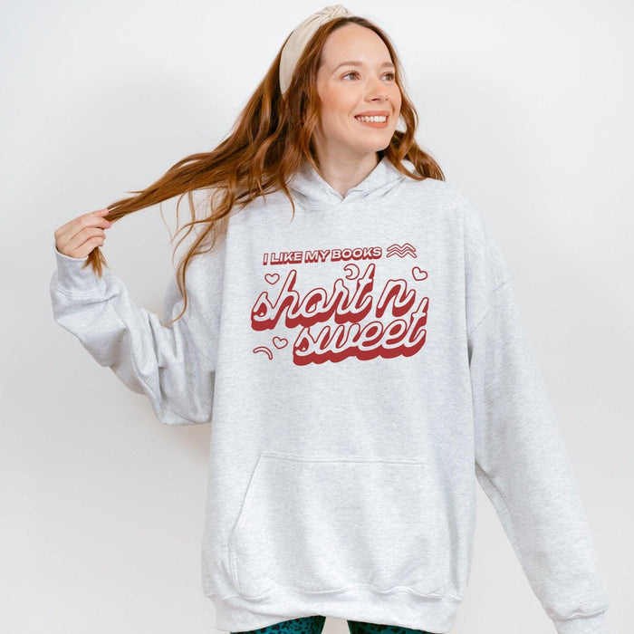 I Like My Books Short n' Sweet Hoodie - The Bean Workshop - book hoodie, book lover gift, bookaholic hoodie, bookworm gift, cozy hoodie, hoodie, read everyday, reading hoodie, Short n' Sweet Collection, short stories