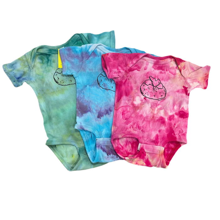 Ice Dyed Baked Potato “Spud” Onesie