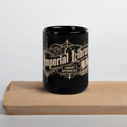 Imperial Library Apprentice Black Glossy Mug - The Bean Workshop - Air Awakens, Bookish Accessories, coffee mug, Elise Kova, Elise Kova Merch, Imperial Library Apprentice, Mug, Vhalla Yarl Solaris
