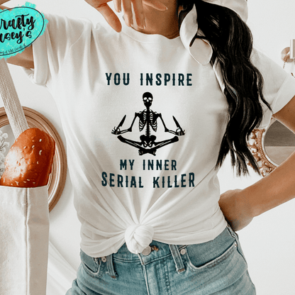 Inner Serial Killer Skeleton Shirt adult funny graphic shirt design by Crafty Casey's