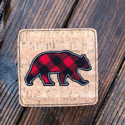 In the hoop bear coaster by snugglepuppyapplique.com