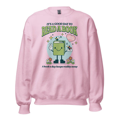 It's A Good Day To Read A Book Sweatshirt - The Bean Workshop - book lover, bookish, cute, read everyday, retro, sweatshirt