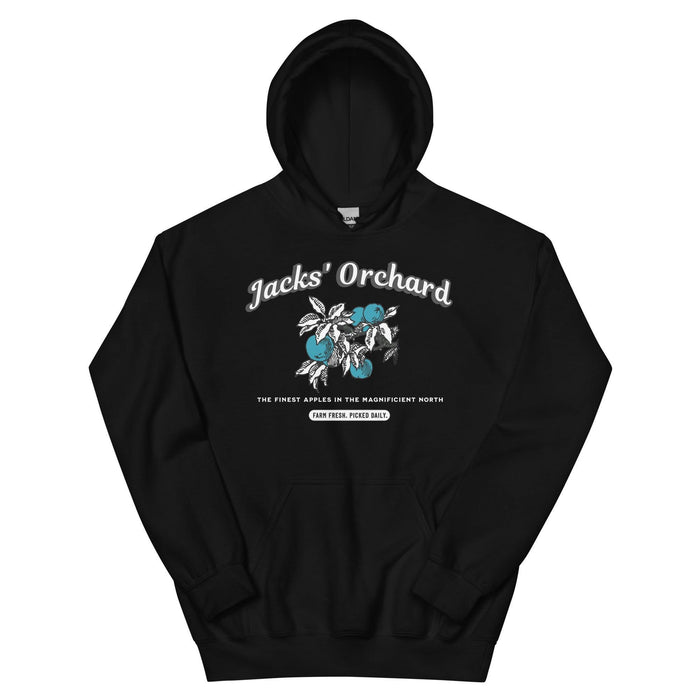 Jacks' Orchard Hoodie - The Bean Workshop - Blue Apple Graphic, Fantasy Romance, hoodie, Jacks Prince of Hearts Merch, once upon a broken heart, ouabh, Premium Winter Wear, Retro Farm Aesthetic, stephanie garber, The Magnificent North, Thick Pullover, Vintage Logo