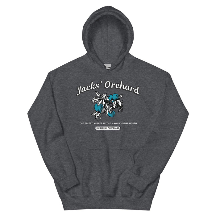 Jacks' Orchard Hoodie - The Bean Workshop - Blue Apple Graphic, Fantasy Romance, hoodie, Jacks Prince of Hearts Merch, once upon a broken heart, ouabh, Premium Winter Wear, Retro Farm Aesthetic, stephanie garber, The Magnificent North, Thick Pullover, Vintage Logo