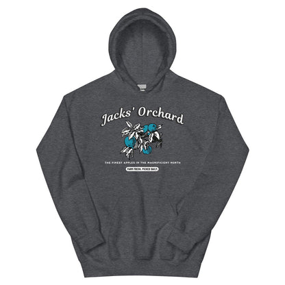 Jacks' Orchard Hoodie - The Bean Workshop - Blue Apple Graphic, Fantasy Romance, hoodie, Jacks Prince of Hearts Merch, once upon a broken heart, ouabh, Premium Winter Wear, Retro Farm Aesthetic, stephanie garber, The Magnificent North, Thick Pullover, Vintage Logo
